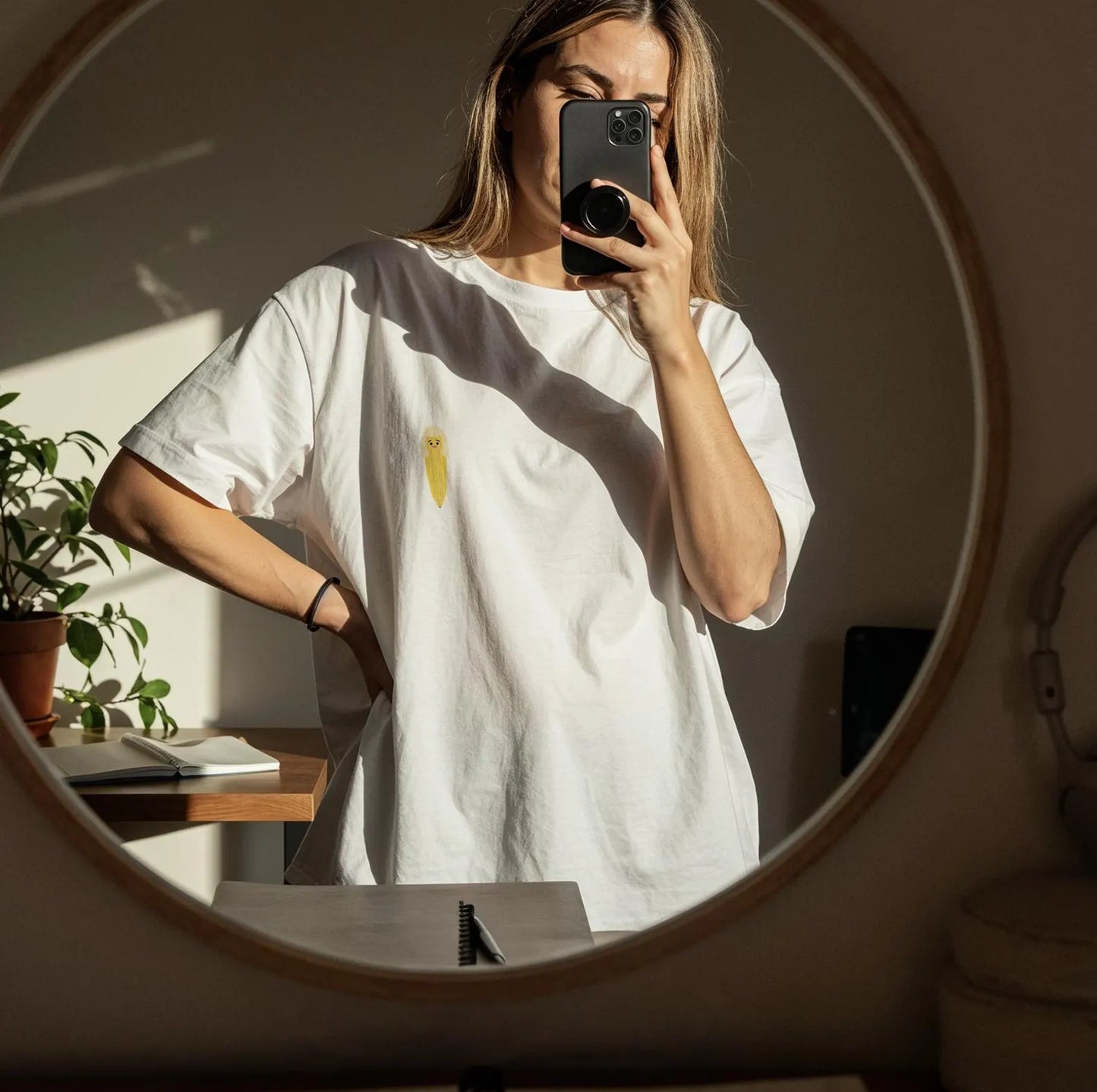 Banana logo embroidered white t-shirt - Tee shirt with embroidered pasta design on chest Retro Vintage tshirt fruit inspired fun gift