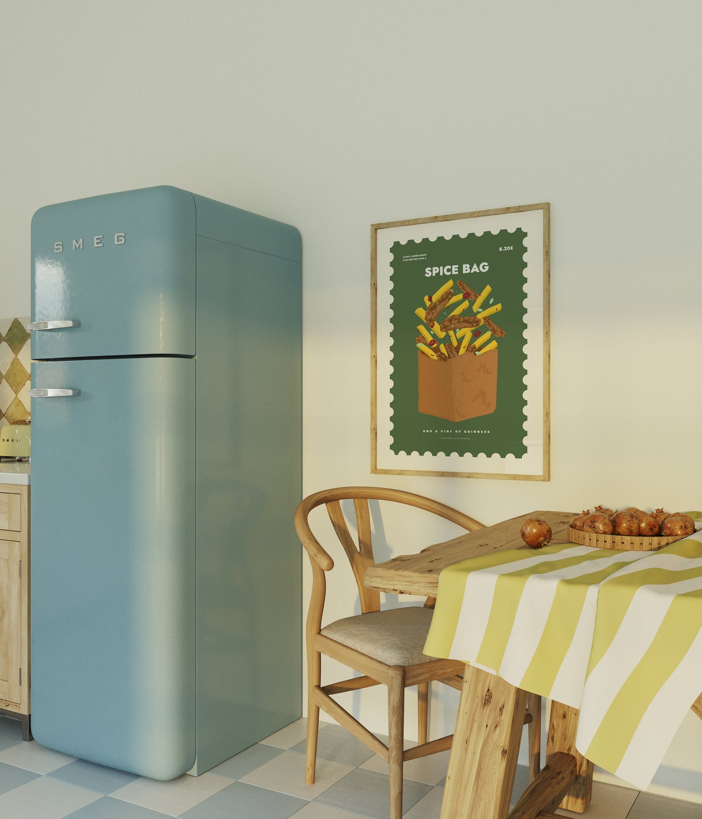 Spice Bag Irish Print, Dublin Inspired Food wall art Poster with Chicken and Chips Spice bag gift for him or her this Valentines