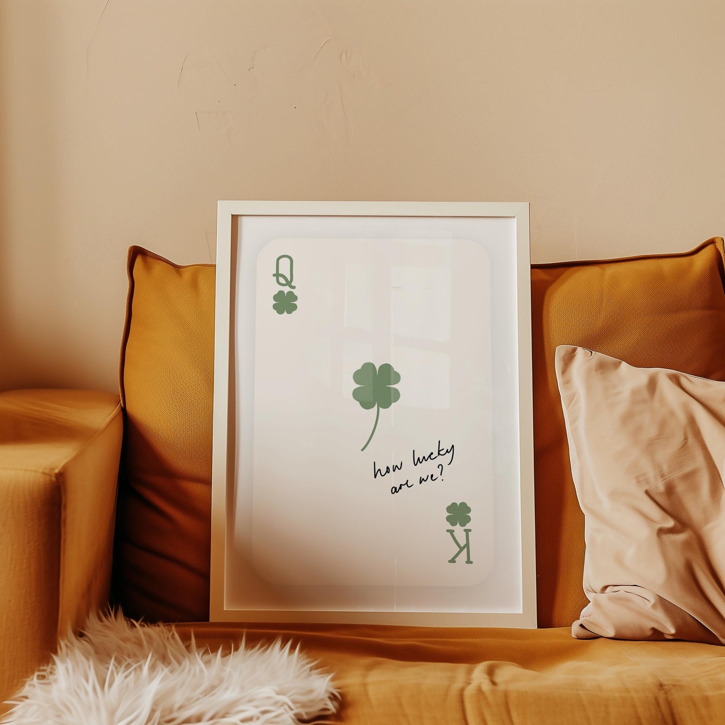 How Lucky Are We print 4 leaf Clover Irish print Playing Card Wall Art Print Lucky charm Valentines Gift for her Ireland kitchen poster
