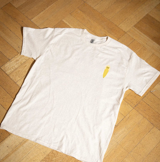 Banana logo embroidered white t-shirt - Tee shirt with embroidered pasta design on chest Retro Vintage tshirt fruit inspired fun gift