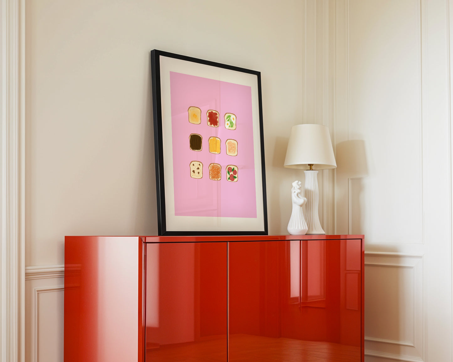 Ems Toast Menu Wall Print with white lamp