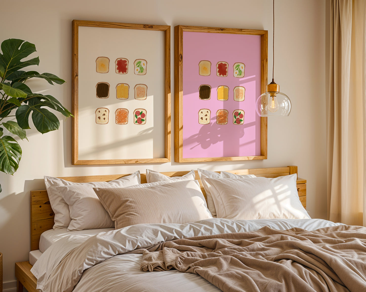 Beige & Pink Ems Toast Menu on Bedroom Wall