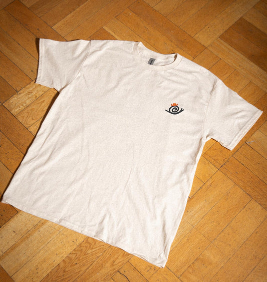 Snail in a cowboy hat white t-shirt - Tee shirt with embroidered design on chest. Retro Vintage tshirt nature inspired fun gifts