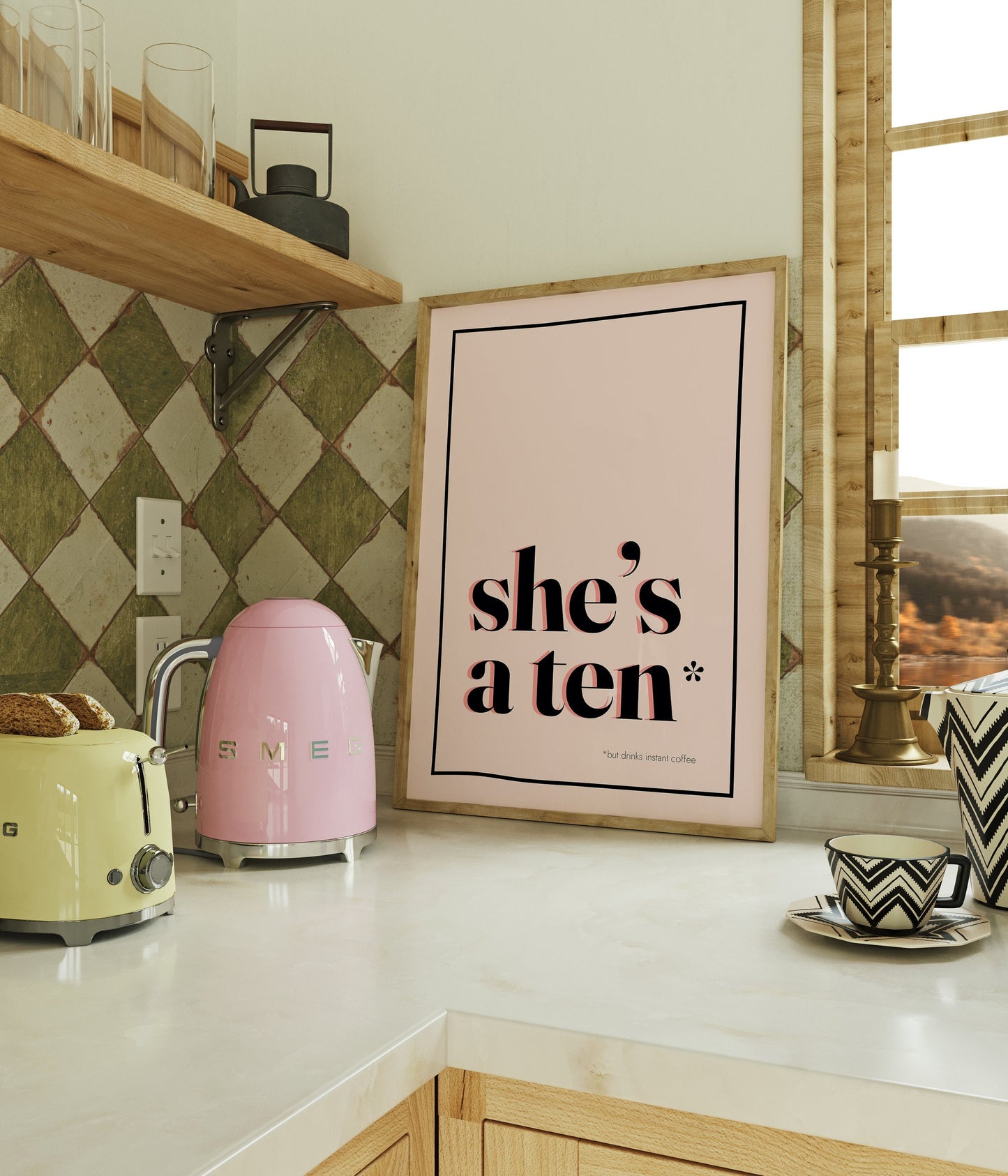She's a 10 but drinks instant coffee Coffee Print Kitchen Wall Art