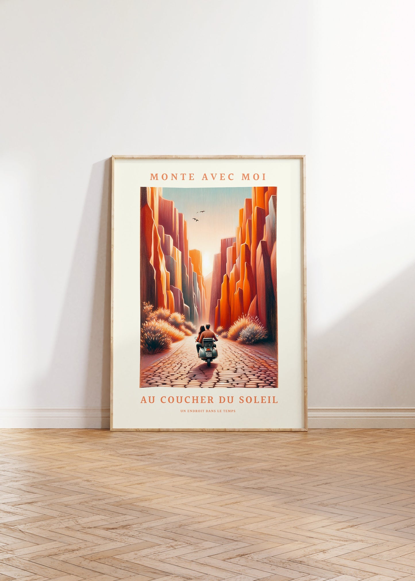 Sunset vespa travel inspired wall art print