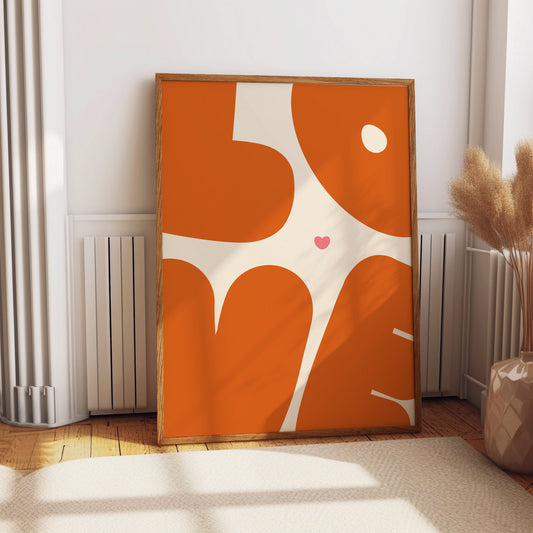 Orange Love Typography Wall Art Print