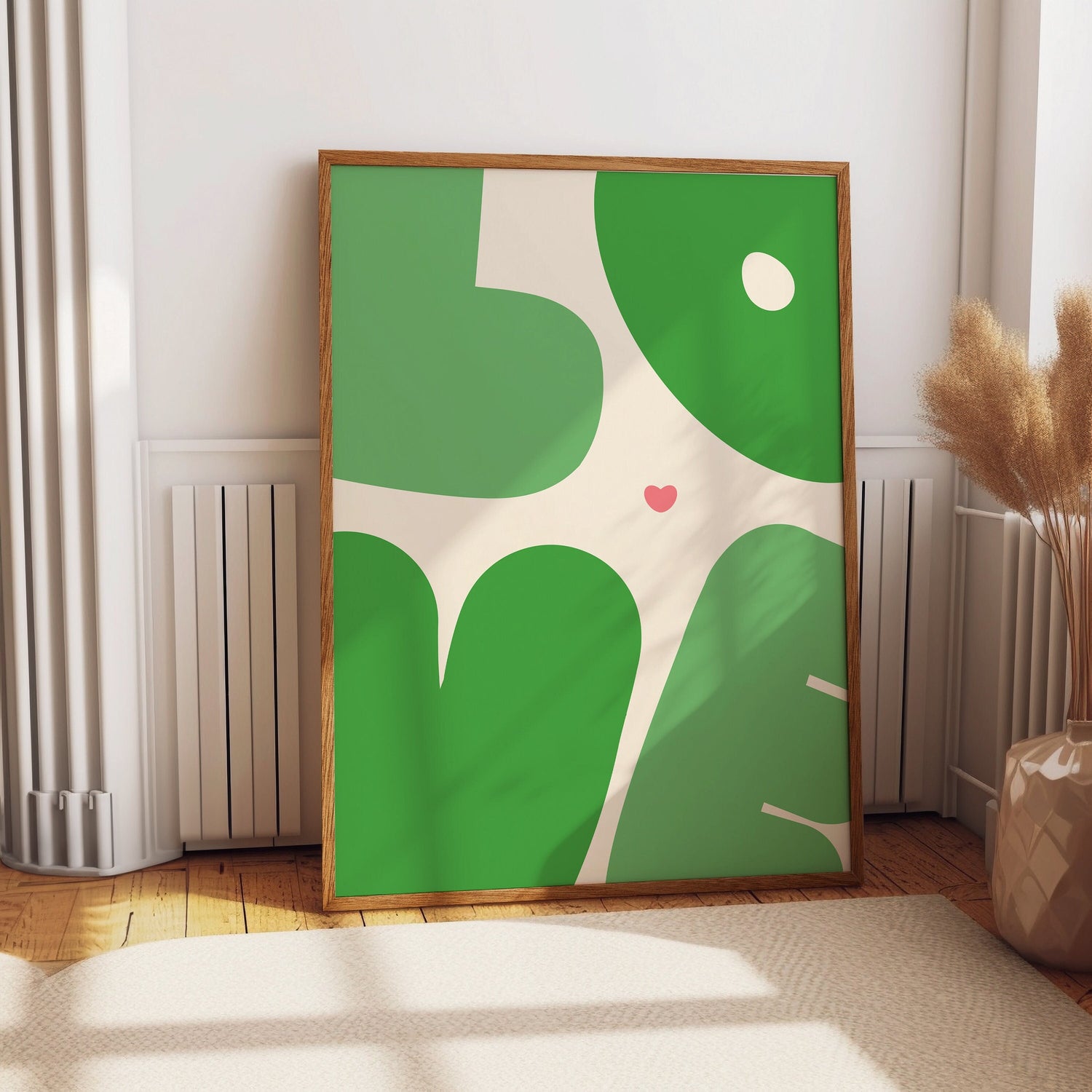 Green Love Retro Heart Home Decor Poster for Living room