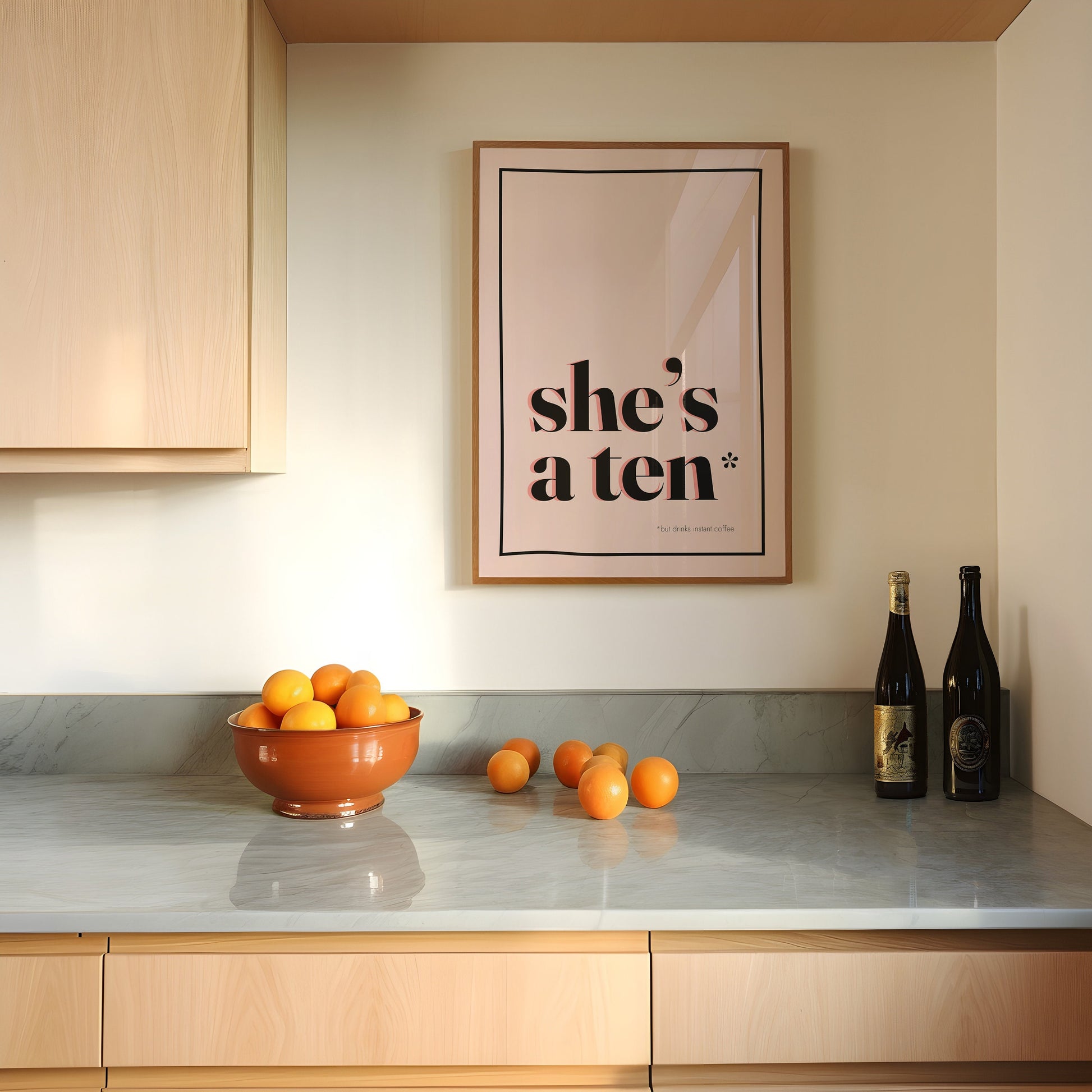 She's a 10 but drinks instant coffee wall art