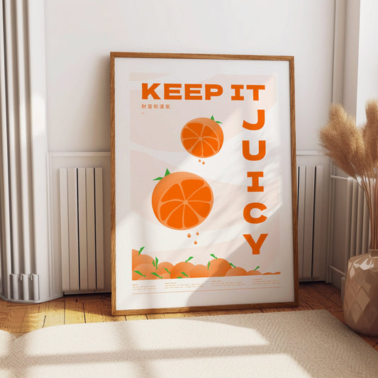 Keep it juicy orange cocktail home bar wall art print in white