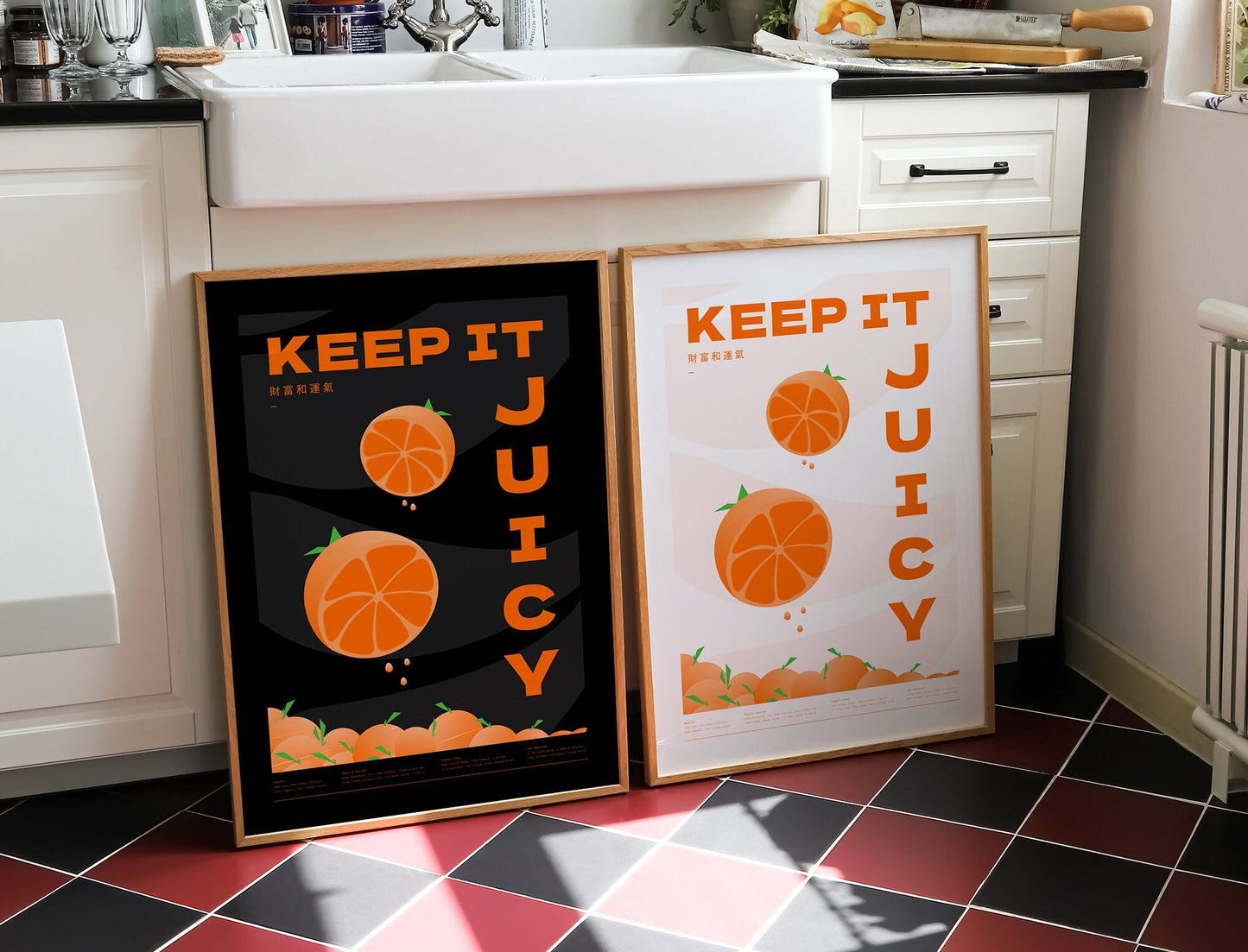 Keep it juicy orange cocktail home bar wall art print in black