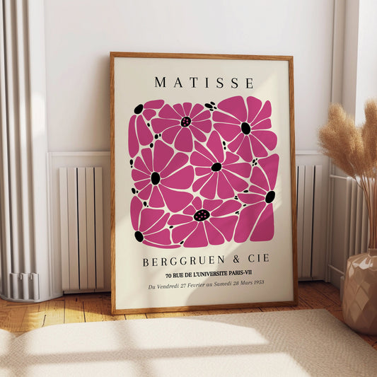 Henri Matisse Pink Flower Print Berggruen and Cie Wall Art Minimal Home decor Floral shapes Kitchen Bedroom Living room poster print gift