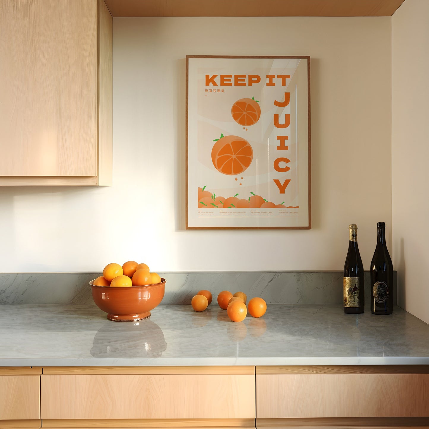 Keep it juicy orange cocktail home bar wall art print in white