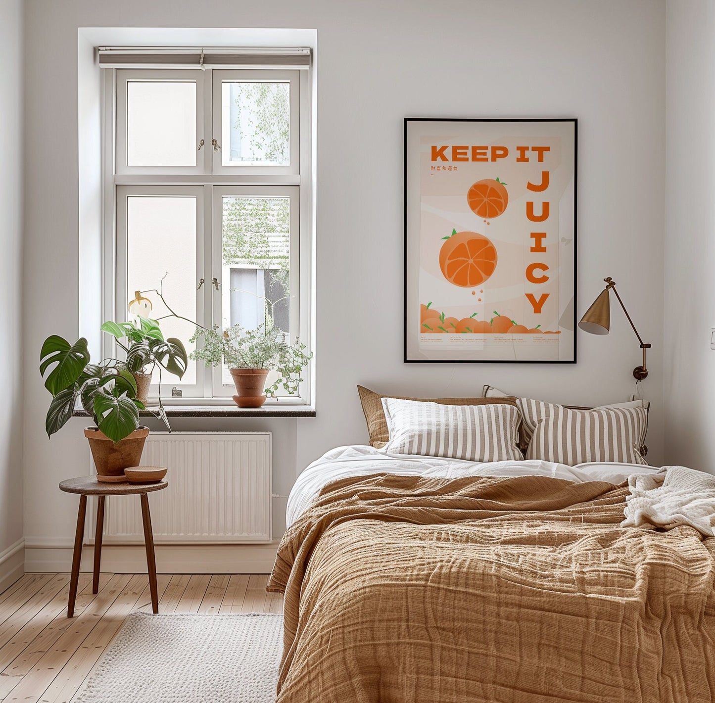 Keep it juicy orange cocktail home bar wall art print in white