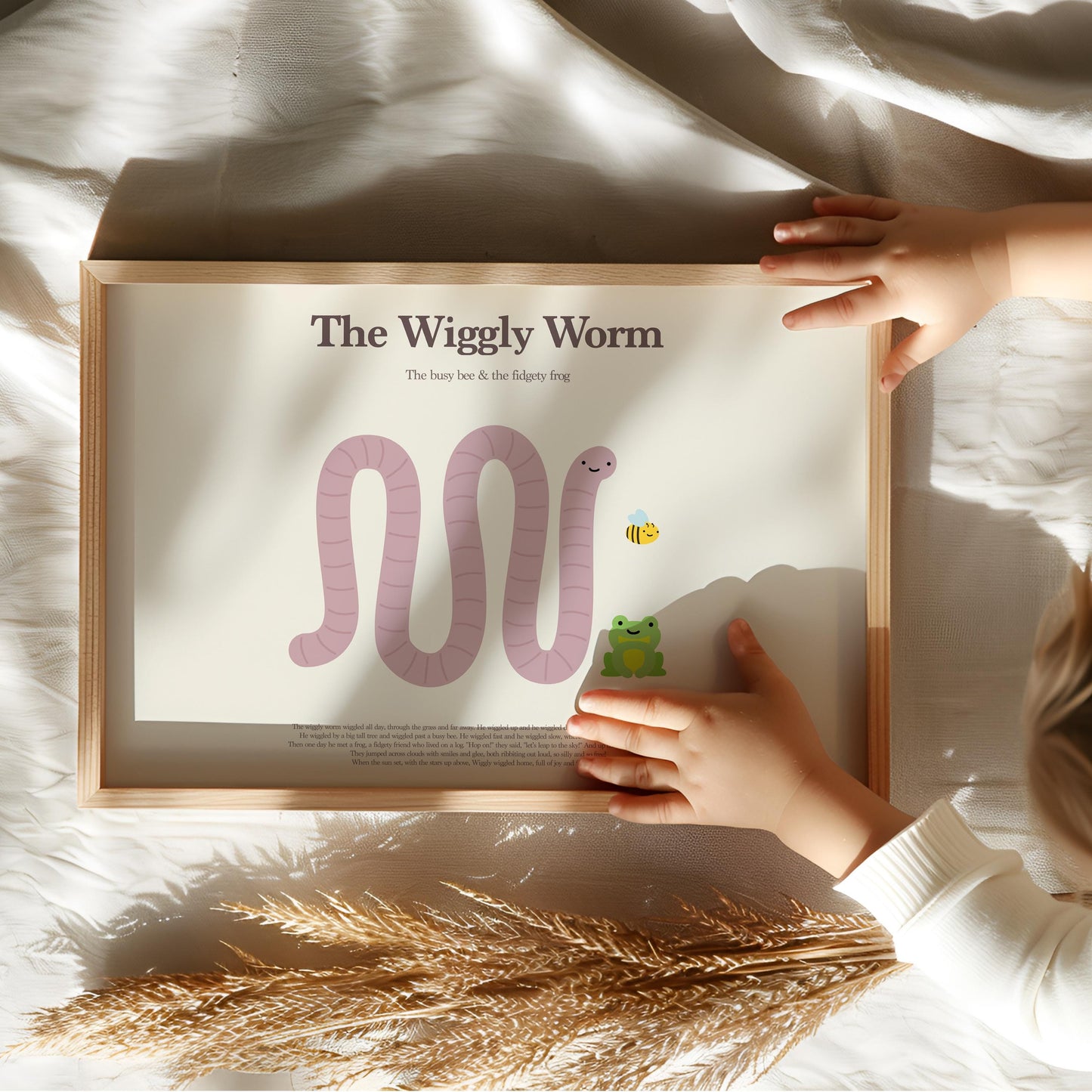 Wiggly worm and friends Children's nursery room art print