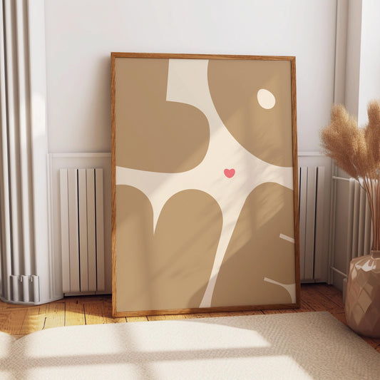 Love Kitchen Wall Art Brown Dusky Print Poster Heart Home Decor Gift for Living room, Dorm, Bedroom, Quote Muted colour home decor posters