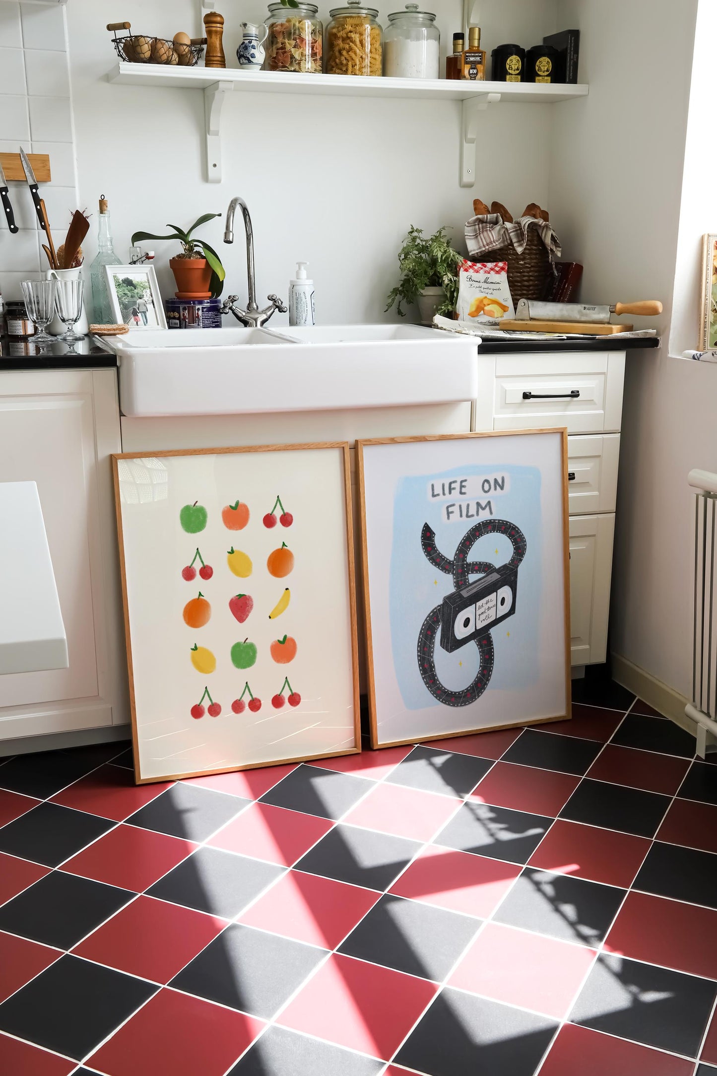 Hand Drawn Prints - Fruit Slot Machine With lucky cherries Kitchen Print