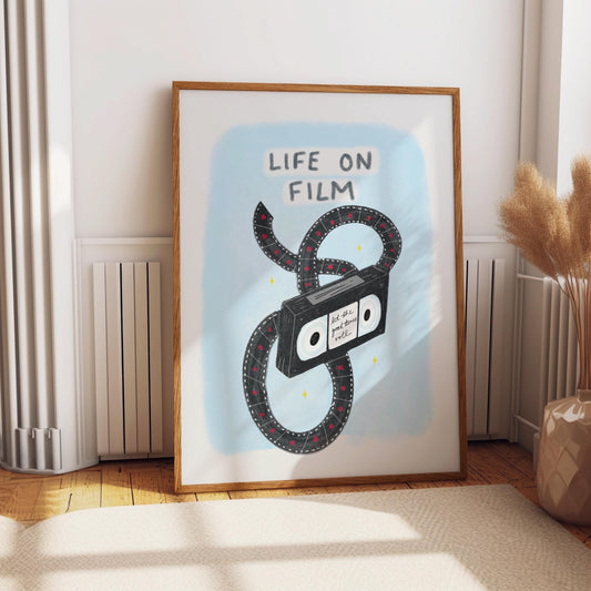 Life on Film Retro VHS hand drawn print