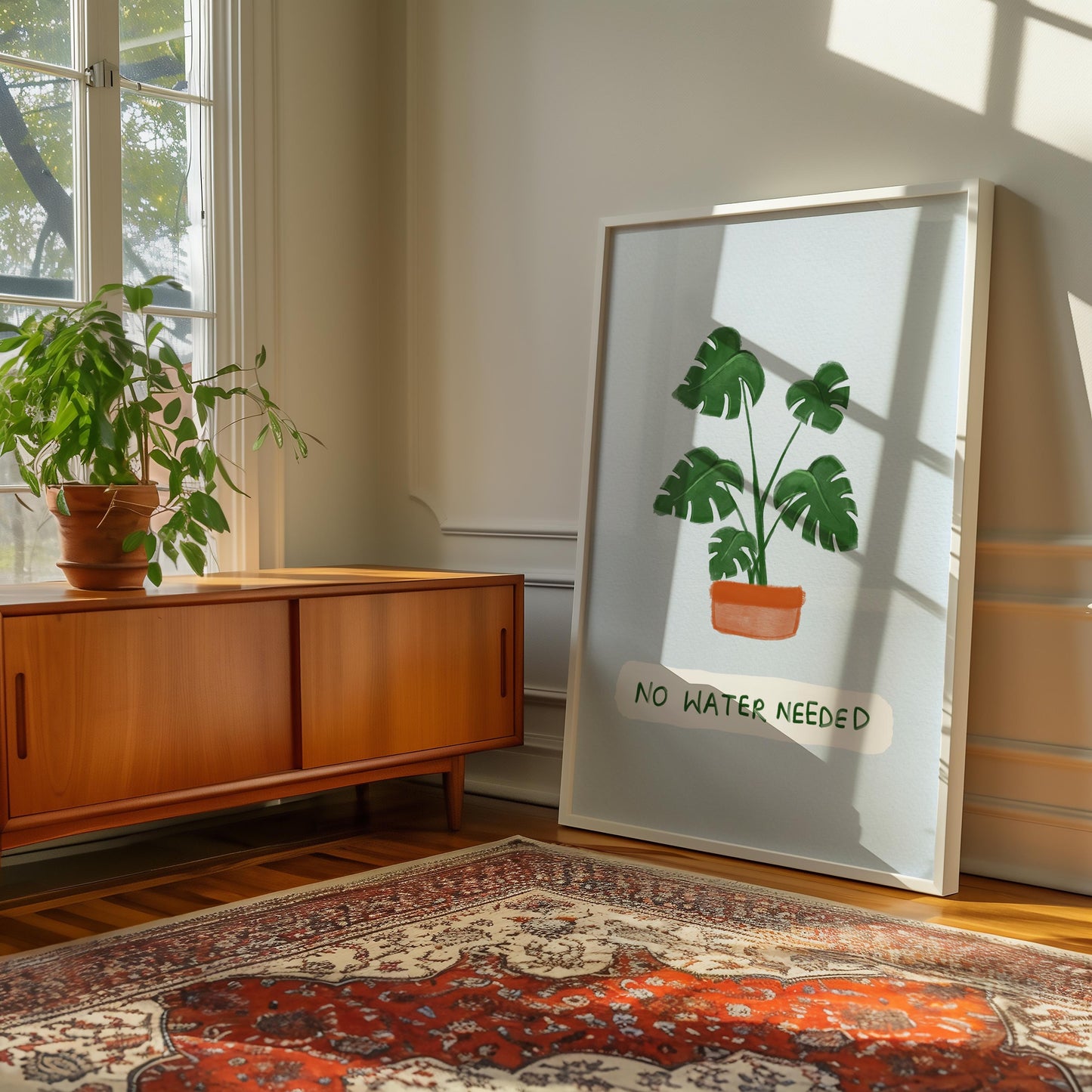 Monstera Plant Art Print: Funny No Water Needed Poster Funny Valentines Gift for plant killer