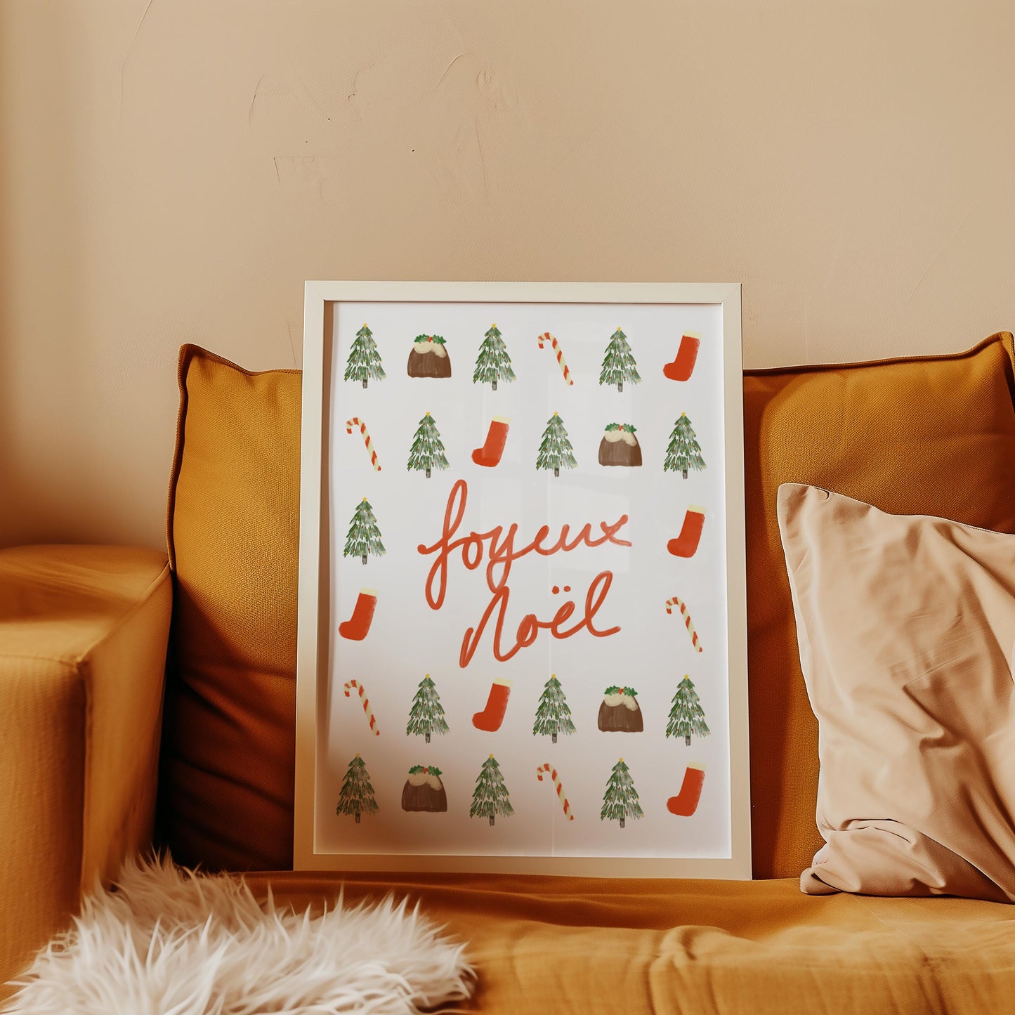 Christmas Decoration Wall Art Print Joyeux Noel & Festive Illustrations