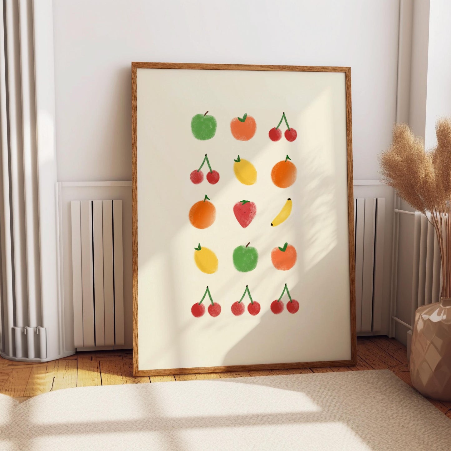 Hand Drawn Prints - Fruit Slot Machine With lucky cherries Kitchen Print