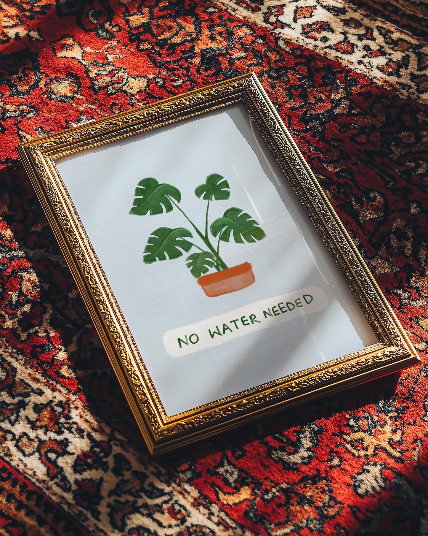 Monstera Plant Art Print: Funny No Water Needed Poster Funny Valentines Gift for plant killer
