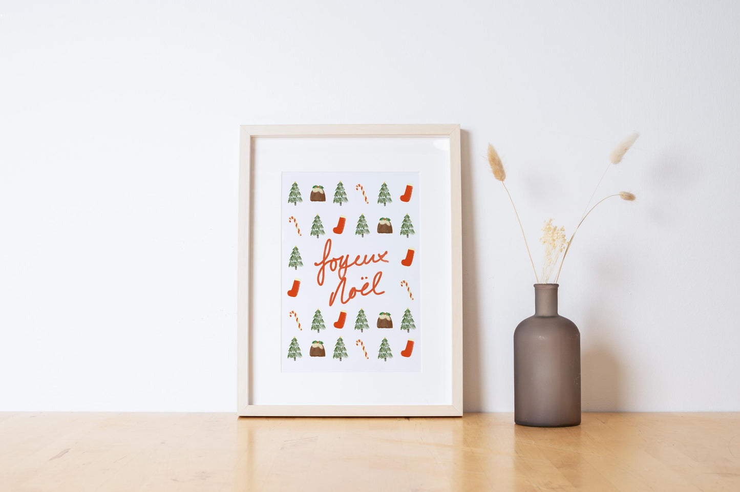 Christmas Decoration Wall Art Print Joyeux Noel & Festive Illustrations