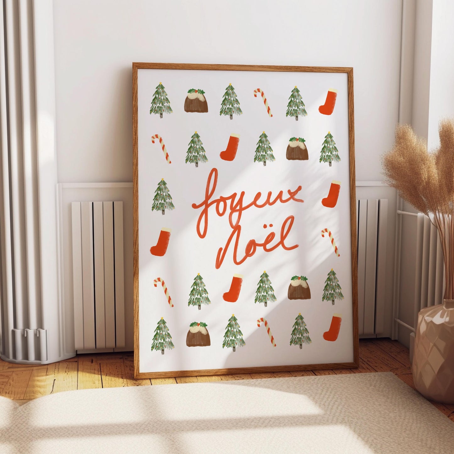 Christmas Decoration Wall Art Print Joyeux Noel & Festive Illustrations