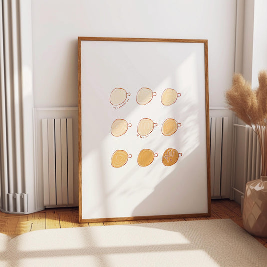 Cup of Tea Wall Art Print - You're my Favourite Cup of Tea Message - Cafe Kitchen Print Decor Tea Colour Chart Poster - Valentines day gift